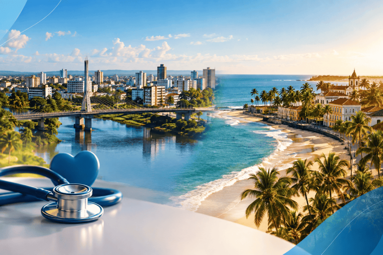 Família atendida em consultório no sul da Bahia, representando as opções de plano de saúde em Itabuna e Ilhéus.